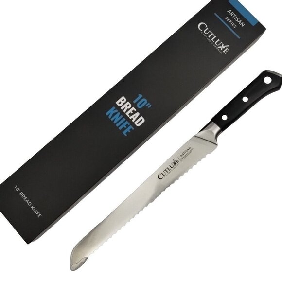 Cutluxe Bread Knife 10" Serrated Edge Knife Forged High Carbon German Steel - Picture 1 of 7